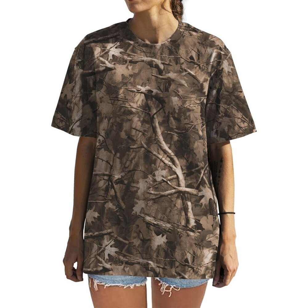 Camo Shirt for Women Men Oversized Camouflage Maple Leaf Print Camo T Shirt Shor